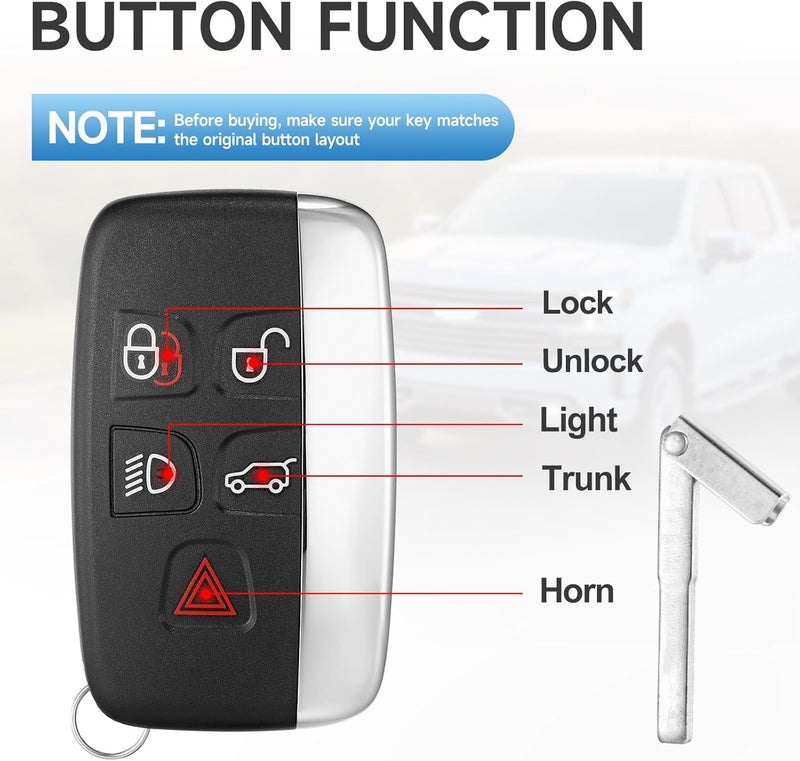 LYFUCESS Smart Key Fob Replacement Fits for Land Rover Discovery 15-18 Discovery Sport 16-18 LR 2 13-14 LR 4 12-17 Rover 11-17 Rover Sport 11-17 Rover Evoque 12-17 Jaguar F-Pace F-Type XE XF XJ - Image 4